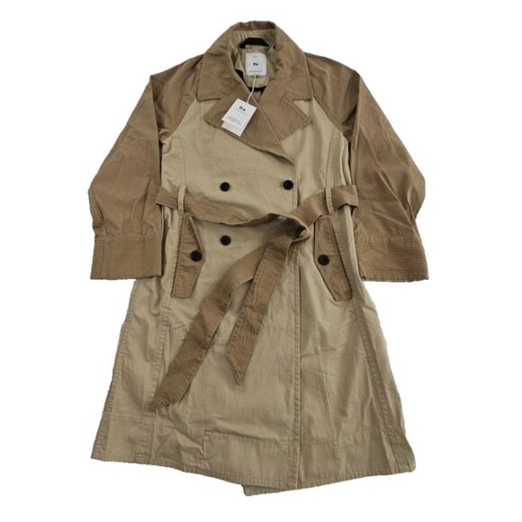 Free Assembly Modern Trench Coat Women's Medium NWT Light Khaki Belted NEW - Picture 1 of 16